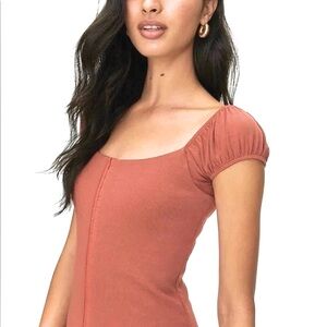 WILFRED Fortune Stretch Ribbed Mini Dress Clay